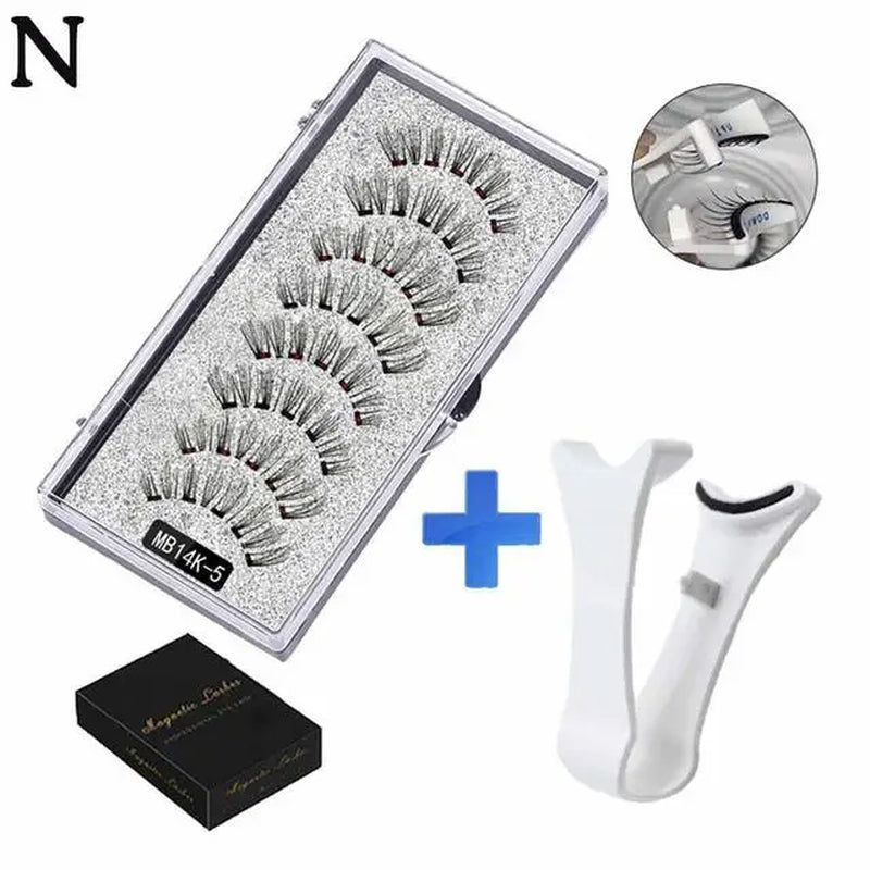 3D Natural Magnetic Eyelashes,With 5 Magnetic Lashes Shipping Box Eyelashes Handmade False Gift Reusable Support Drop Magne T6N2