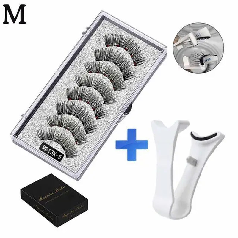 3D Natural Magnetic Eyelashes,With 5 Magnetic Lashes Shipping Box Eyelashes Handmade False Gift Reusable Support Drop Magne T6N2