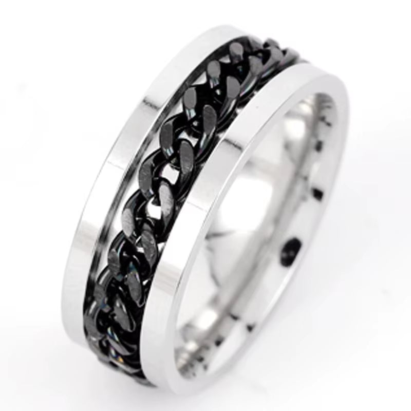 Rotate Chain Finger Ring for Rotating Anxiety Fashion Stainless Steel Chain Ring Spinner Band Bottle Opener Accessory