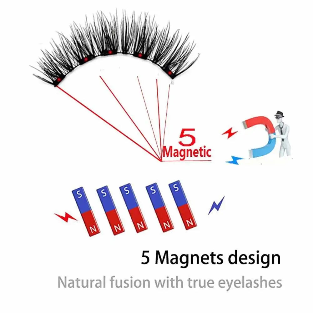 3D Natural Magnetic Eyelashes,With 5 Magnetic Lashes Shipping Box Eyelashes Handmade False Gift Reusable Support Drop Magne T6N2