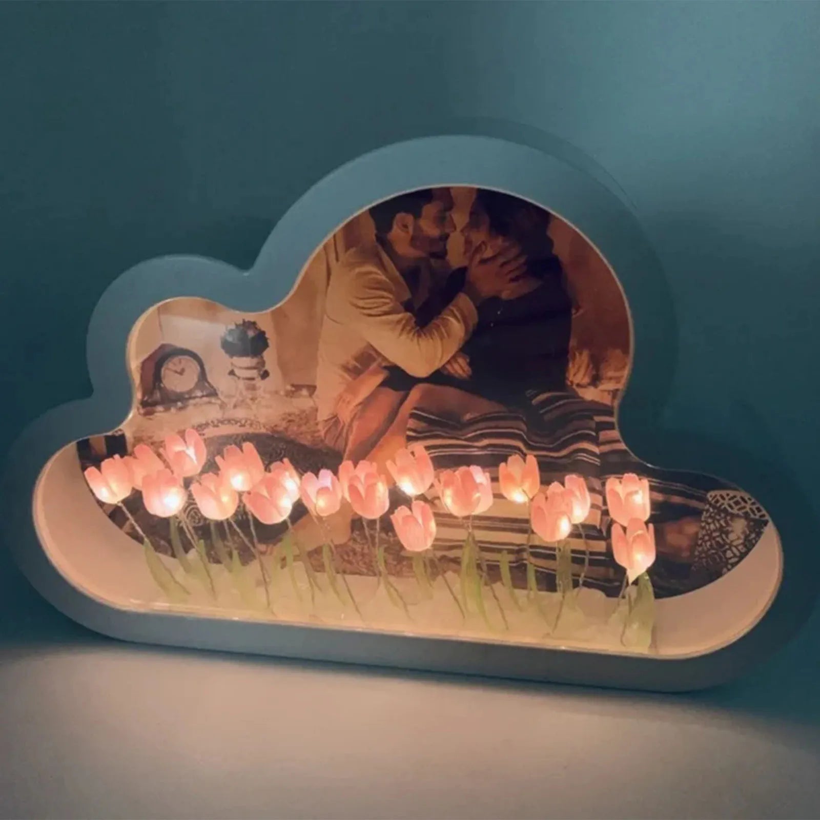 Forever Cloud Mirror Tulips DIY Tulip Night Light Tulip flower LED lamp Birthday Gift for Girl Friend Valentine's Day