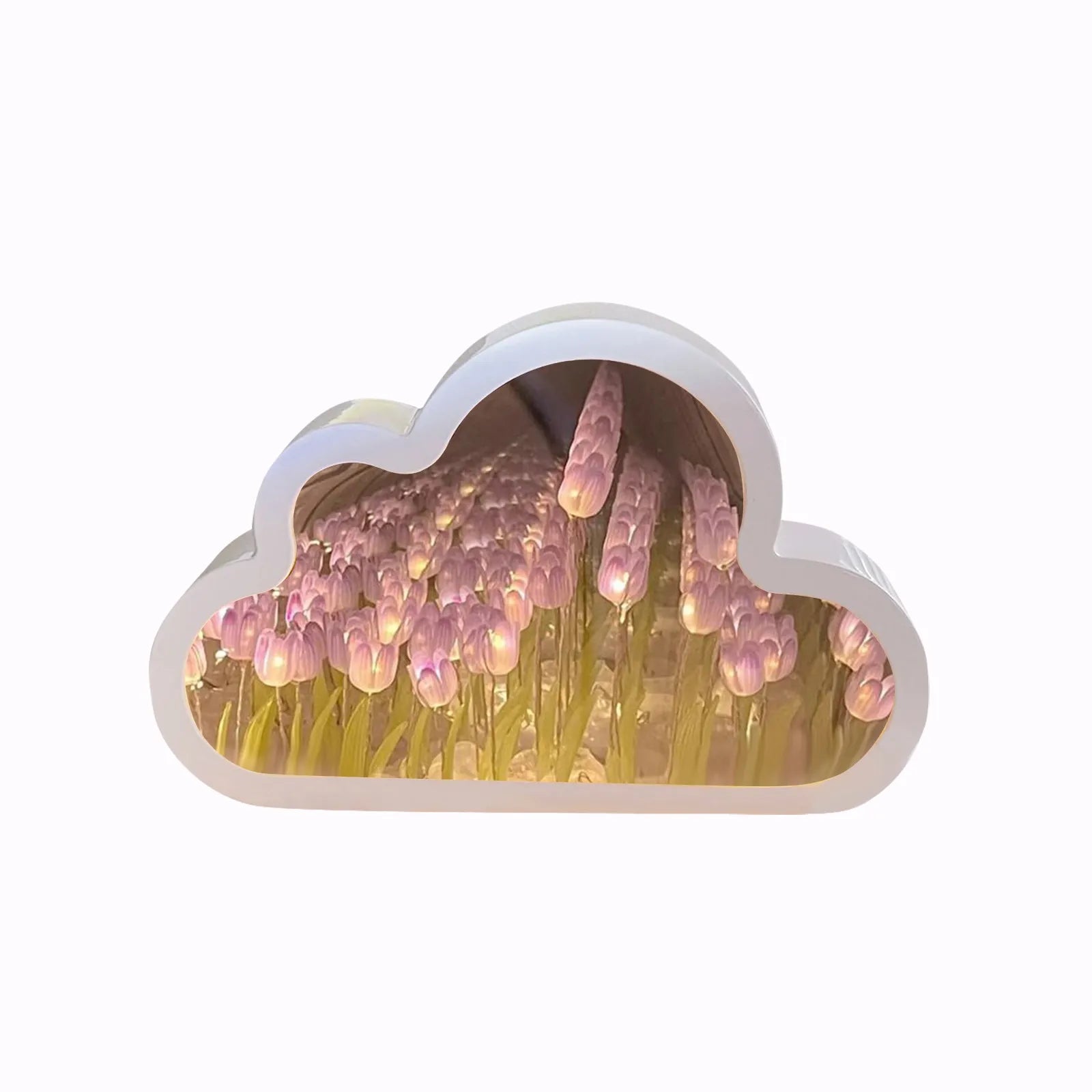 Forever Cloud Mirror Tulips DIY Tulip Night Light Tulip flower LED lamp Birthday Gift for Girl Friend Valentine's Day