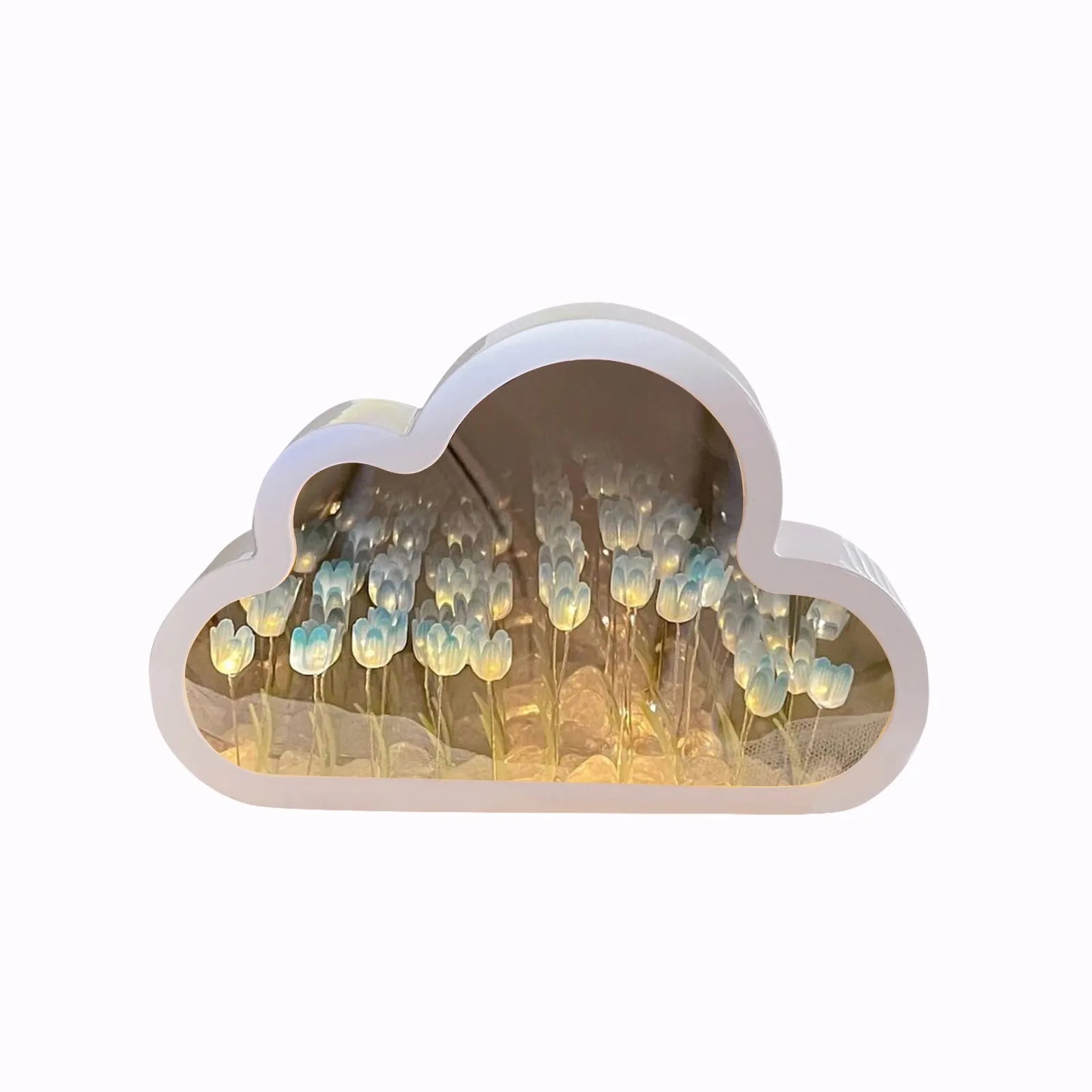 Forever Cloud Mirror Tulips DIY Tulip Night Light Tulip flower LED lamp Birthday Gift for Girl Friend Valentine's Day