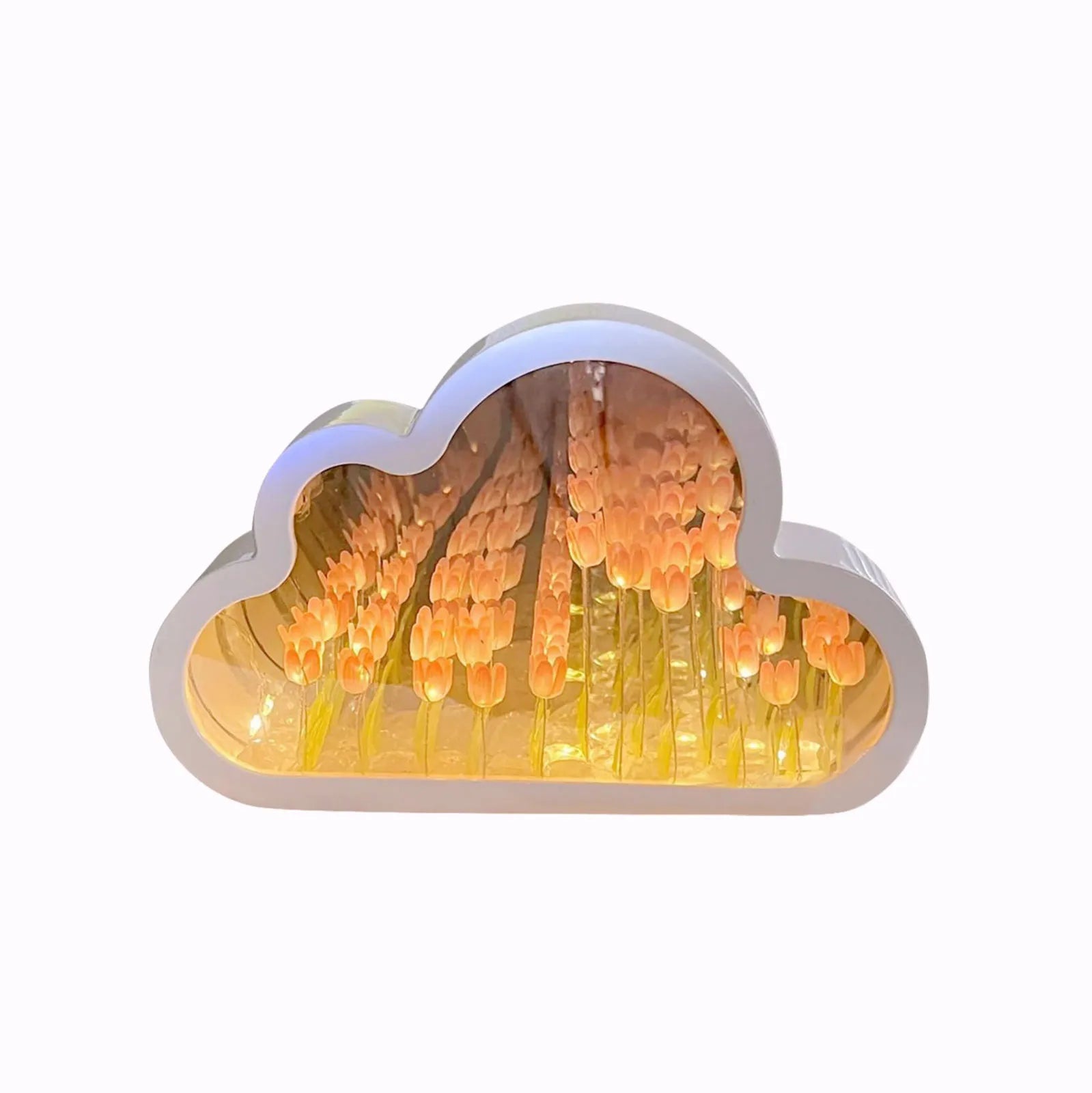 Forever Cloud Mirror Tulips DIY Tulip Night Light Tulip flower LED lamp Birthday Gift for Girl Friend Valentine's Day