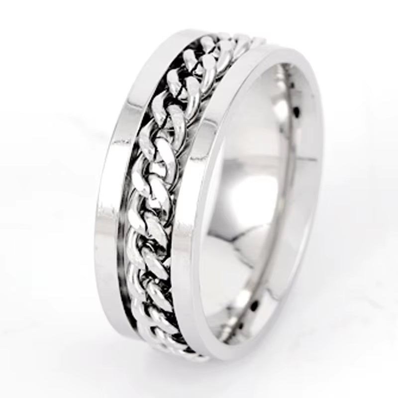 Rotate Chain Finger Ring for Rotating Anxiety Fashion Stainless Steel Chain Ring Spinner Band Bottle Opener Accessory